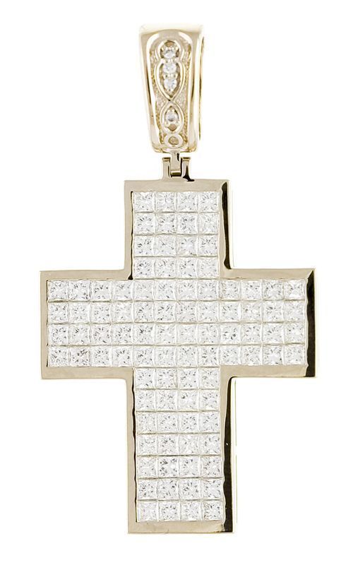 Подвеска-крест из белого золота с бриллиантами