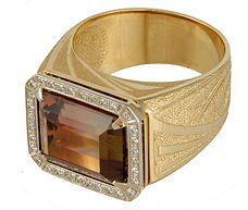 Кольцо «Эгоист» из желтого золота с турмалином и бриллиантами