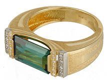 Кольцо из желтого золота с турмалином и бриллиантами