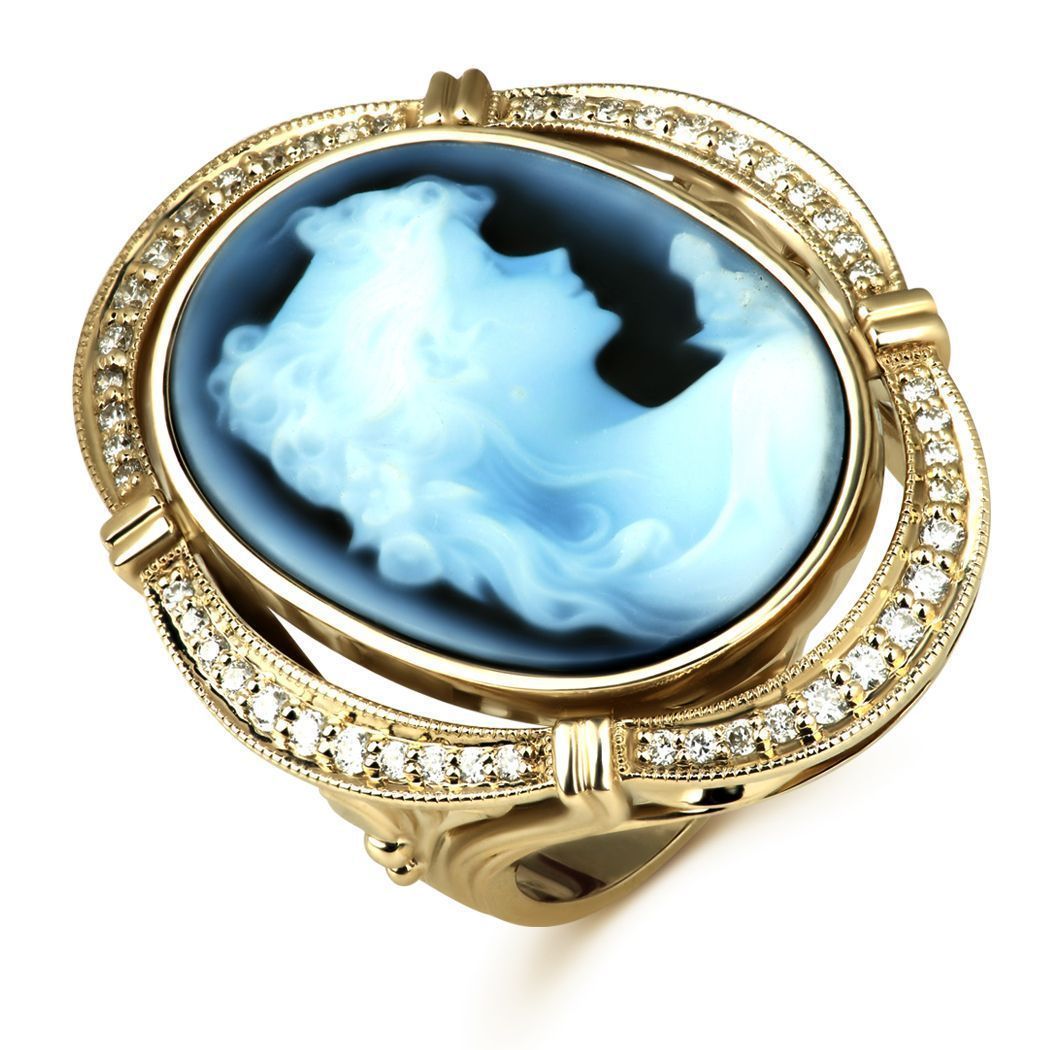 Кольцо «Моя прекрасная леди» из белого золота с агатом и бриллиантами