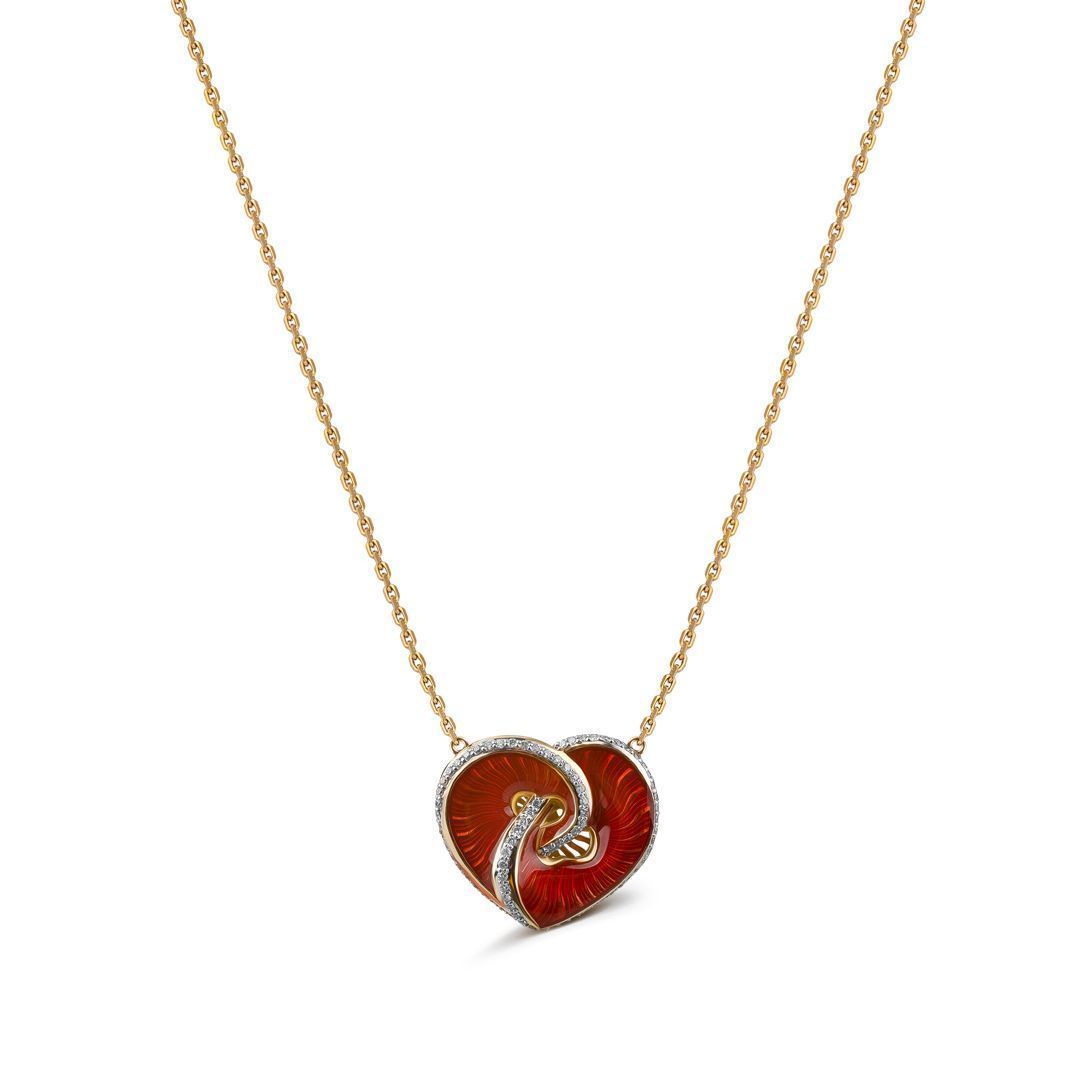 Колье «Сердце» из красного золота с бриллиантами