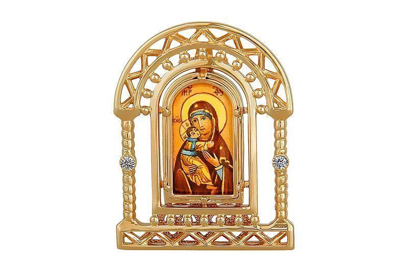 Икона «Владимирская Богоматерь» из красного золота с бриллиантами
